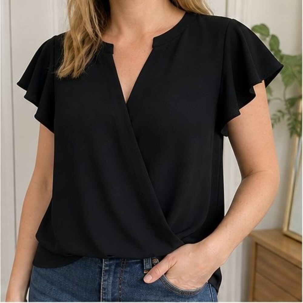 Black Ruffle Blouse - Picture 2 of 6